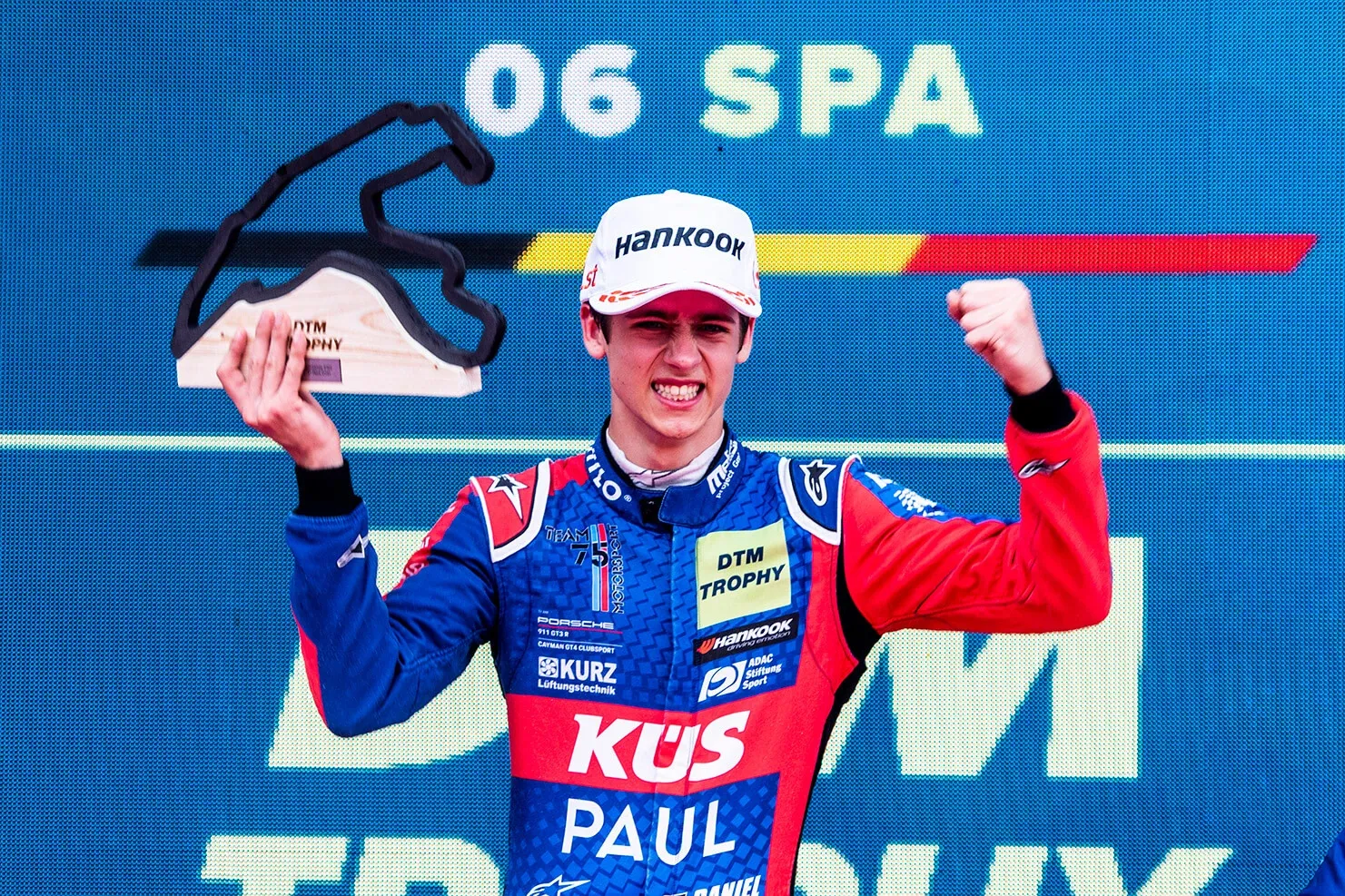 Daniel holding the Spa Trophy