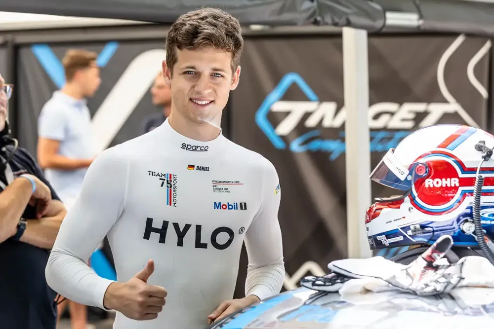 Daniel in the box getting ready for a race